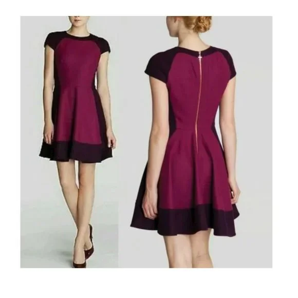 Ted Baker London Linkah Colorblock Wool Fit and Flare Dress, Size 3 (Size  US 8)